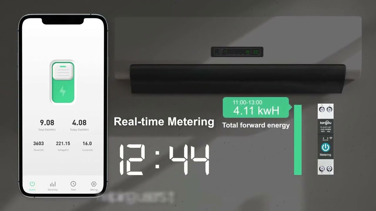 Interruttore automatico intelligente TUYA WIFI Misurazione di potenza Contatore di energia KWh 1P 230V 63A Voltmetro Amperometro Guida DIN Telecomando | Leroy Merlin