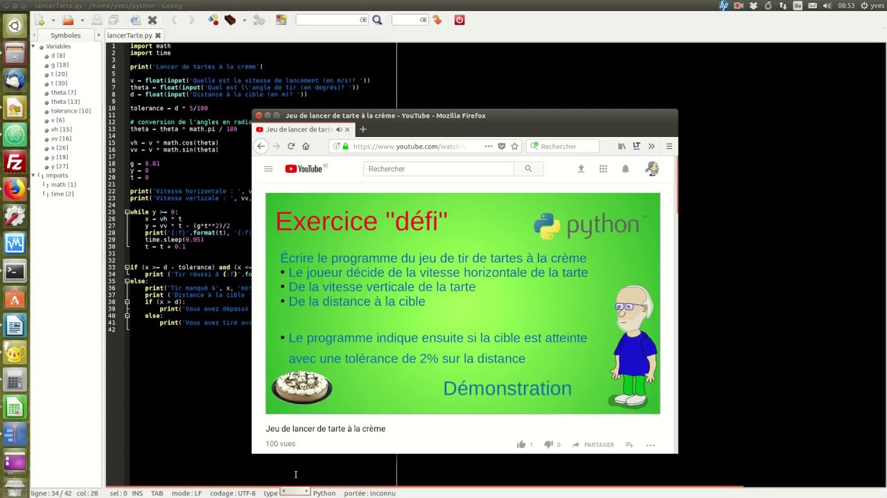 Lancer de tarte à la crème en langage Python - YouTube