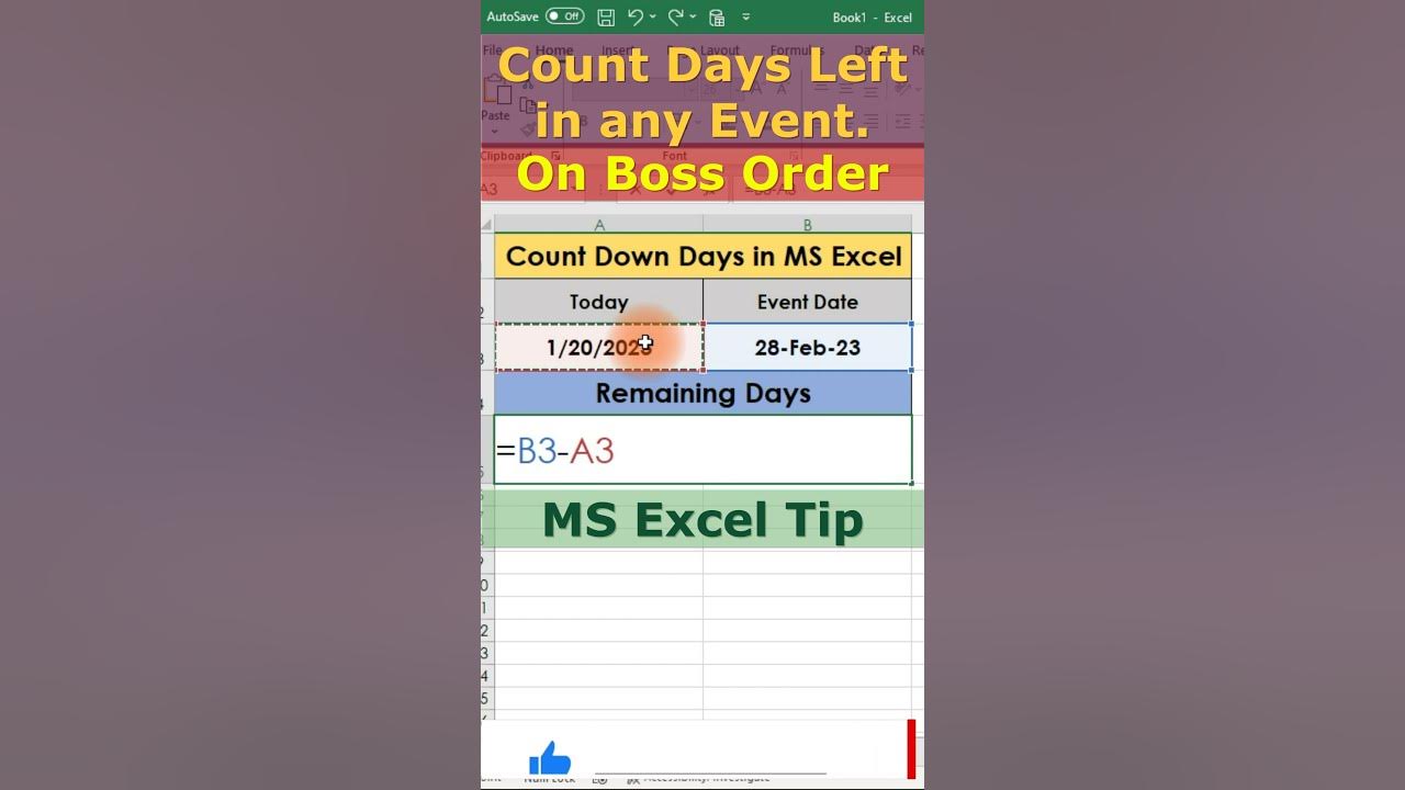 Excel Count Days Left From Initiated Date