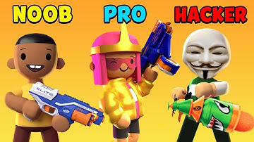 NOOB vs PRO vs HACKER in NERF Pranks!