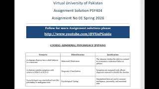 Famous PSY404 Assignment 1 Solved | Spring 2026 VU solution by VuopGuide. #PSY404#VUAssignment#VU Wealth