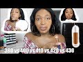 Fenty Beauty Foundation SHADE MATCH! | 380 VS 400 VS 410 VS 420 VS 430 + Review | Takisha Etienne