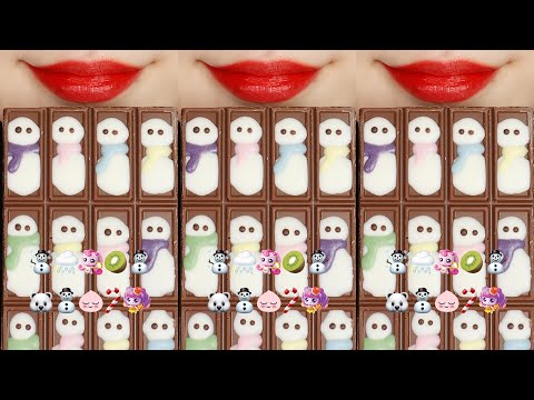 VERTICAL MUKBANG CHRISTMAS FOOD ASMR SNOWMAN CHOCOLATE CUTE JELLY ASMR EMOJI FOOD ASMR
