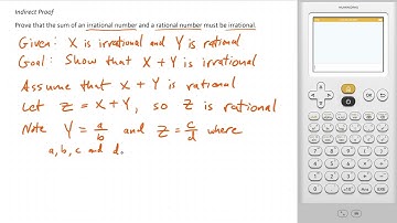 The sum of a rational number and an irrational number must be irrational (proof by contradiction)