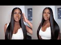 Sleek Glueless Bone Straight Wig Tutorial Ft. Kriyya Hair