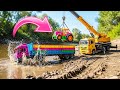 Tractor Mud Disaster 😱 JCB Loading + Scania Truck Rescue Pulling Tata Tipper | Kids Cartoon