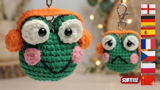 Вяжем мини-лягушка крючком: брелок на ключи или в машину 🐸 Easy Crochet Frog Keychain Tutorial 🎧