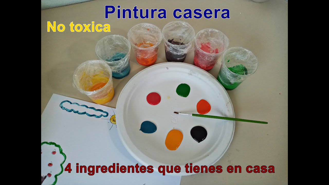 Pintura Casera para niños (No tóxica) 🟥🟨🟩🟦🟪 #recetafacil  #pinturaparaniños 