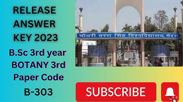 Botany  paper 3  bsc 3rd year  ||#ccsu answer key 2023|| B.Sc 3rd year || #ccs