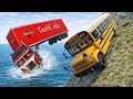 Truck Falls Into Ocean 😱 School Bus on Deadly Cliff! | BeamNG.drive #185