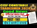 CISF constable tradesman new vacancy | 10 pass ke liye