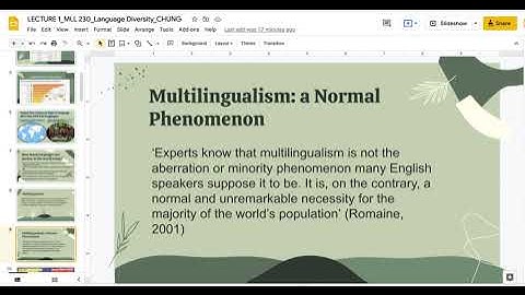 MLL 230 LECTURE 1 LANGUAGE DIVERSITY
