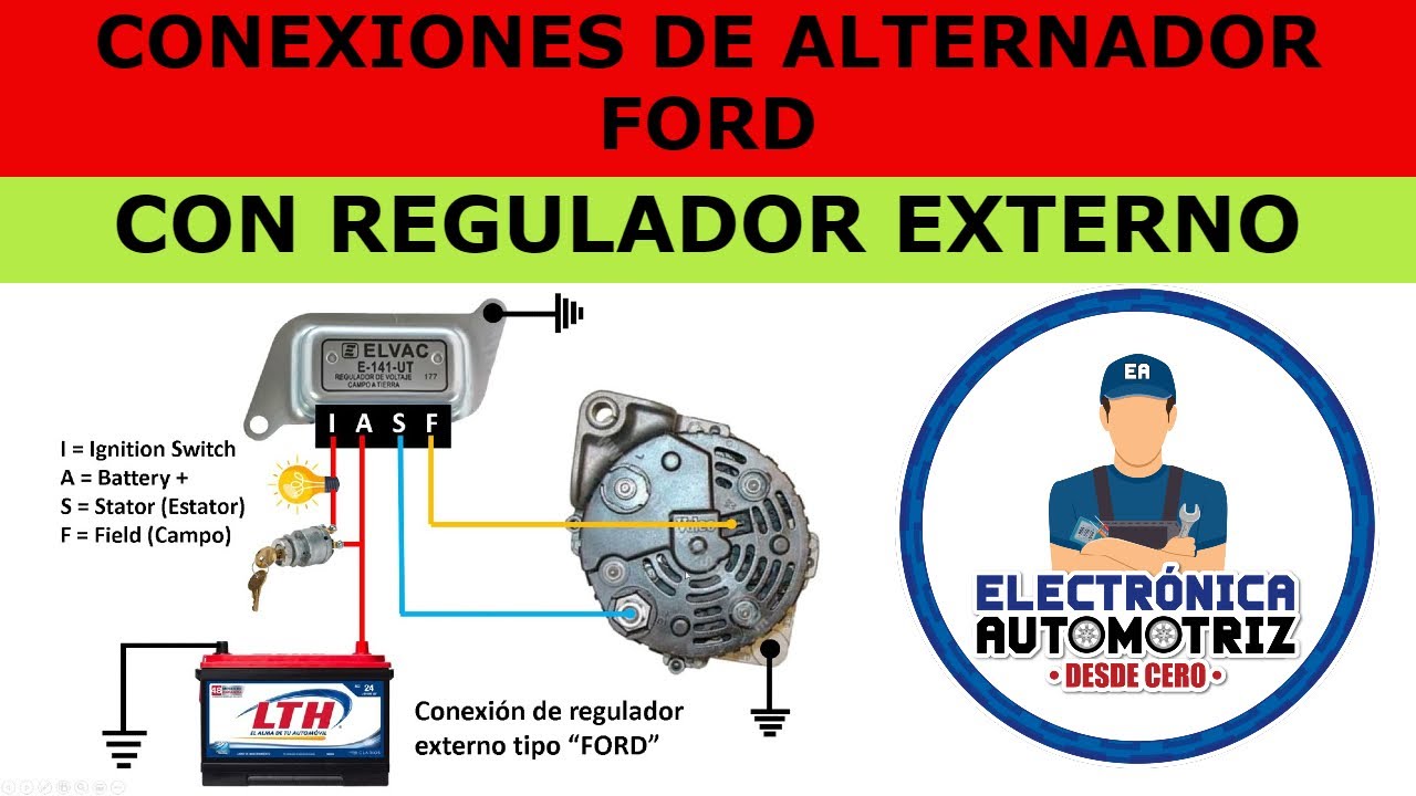 Sabueso erosión Reunión ALTERNADOR FORD CON REGULADOR EXTERNO (CONEXIONES) - YouTube