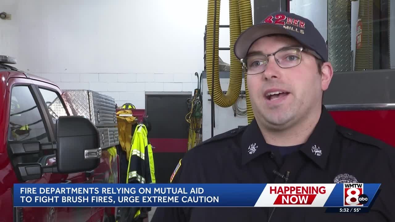 Maine fire departments relying on mutual aid to fight brush fires - YouTube