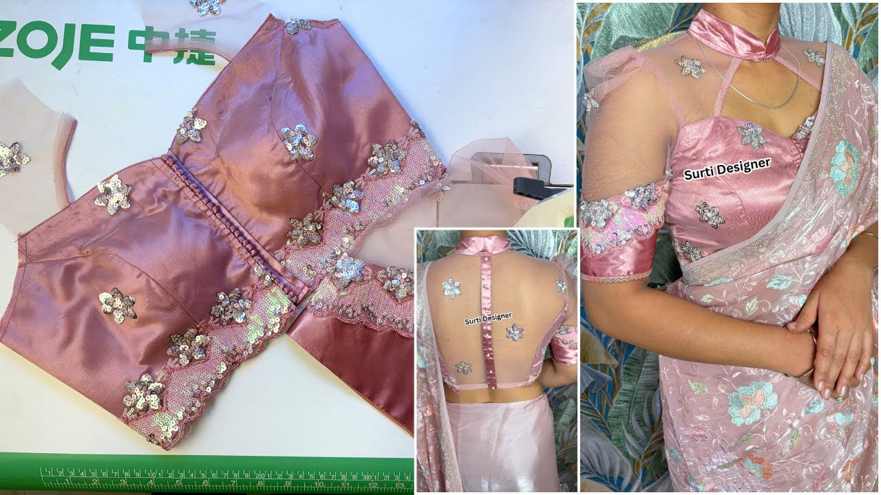 Transparent Net Blouse Designs | Designer Collar Blouse Design | Potli Button Blouse Design | Blouse