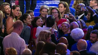 Democratic candidates enter the spin room following first debate