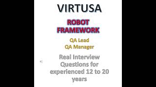 VIRTUSA Python Robot Framework Interview Questions for 12 to 20 yrs - Testing Labs A to Z Shorts13