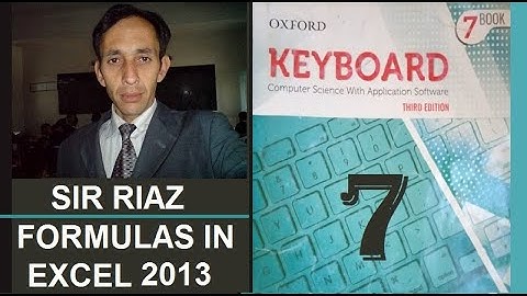 Class 7th- Computer-Unit 1-Formulas in MS Excel 2013