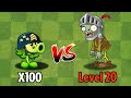 Pvz 2 challenge  100 plants vs big knight zombie level 20 custom size and speed