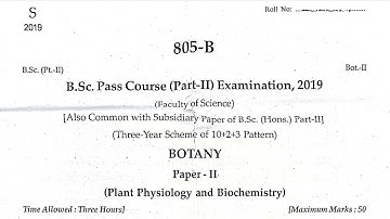 RRBMU BSc Part-2 Botany Paper 2019