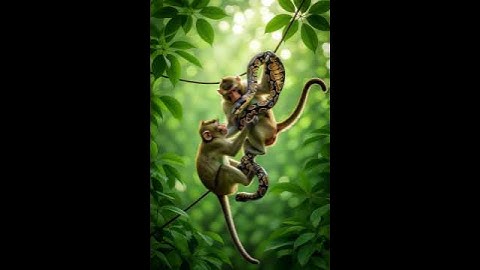 “Jungle Clash: Monkey vs Python Showdown” #animals #wildlifeentertainment #kingcobra