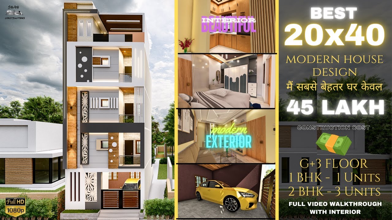 20x40 House Design 3d | 800 sqft House Plan | 2 BHK With Car Parking ...