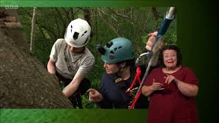 Megan climbs a tree with ecologist Jim Mullholland to find bat roosts | Springwatch 2023 (signed)