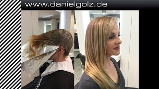 From blonde to a soft ombre balayage in just a few steps!