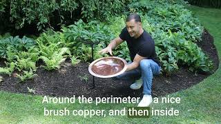 Good Directions: Fired Copper Bird Bath with Garden Pole