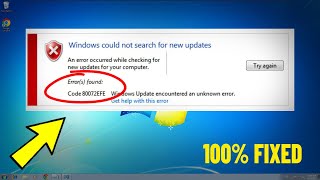 Fix Windows 7 Update Error Code 80072EFE | How To Solve 80072efe error windows update 💯% SOLVED ✅