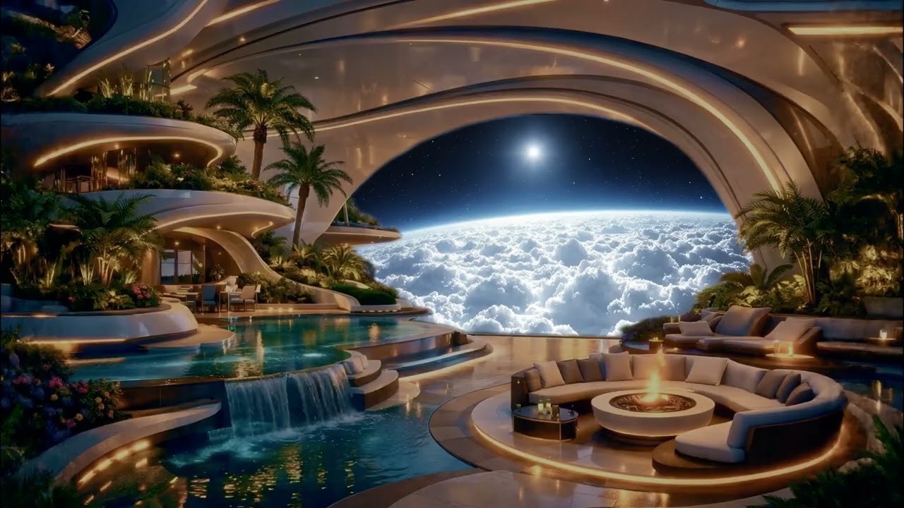 Futuristic Floating City | 1 Hour Sci-Fi Ambient Music (Study / Relax / Meditation) 4K