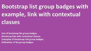 Bootstrap list group badges | Link with contextual classes | List group badges classes