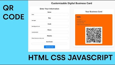 QR Code Generator | Digital Business Card with QR Code in JavaScript | Step-by-Step Tutorial
