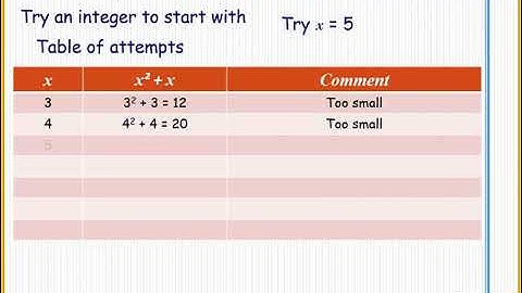 Solving quadratic equations by trial and improvement
