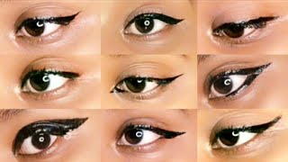 9 different eyeliner looks || Easy eyeliner tutorial for beginners || how to apply eyeliner