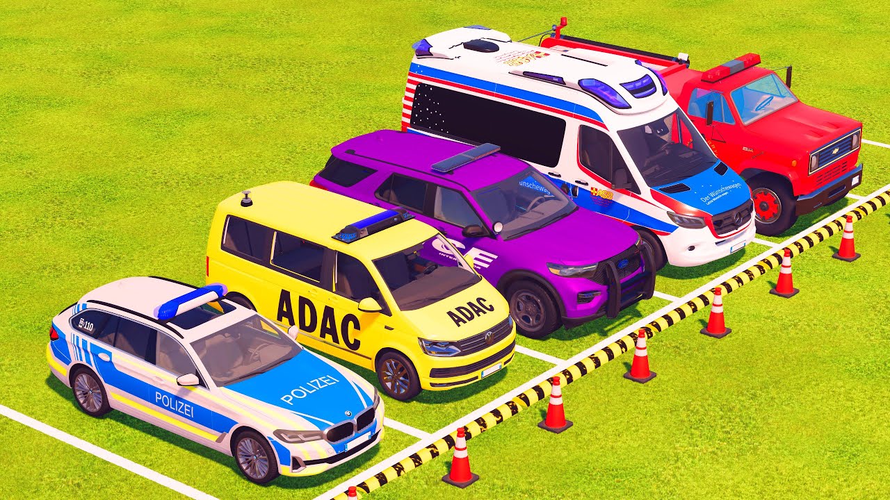 POLICE COLORING - TRANSPORTING POLICE CARS, AMBULANCE VEHICLES, FIRE TRUCK WITH TRUCK - FS22 #38