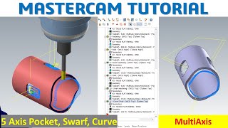 MasterCAM Tutorial #97 | Create Toolpath 5 Axis Pocket, Swarf, Curve Machining