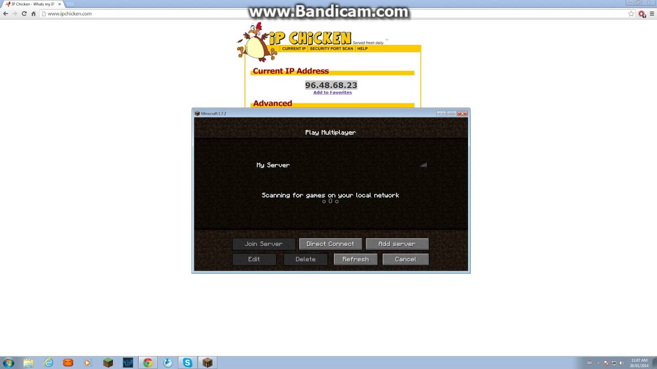 How to use ipchicken to access your minecraft server 