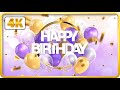 Purple and gold birt.ay theme with balloons and confetti background loops 3 hours