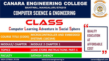 VTU MCES (18CS44) Microcontroller & Embedded Systems LOAD STORE INSTRUCTIONS PART-1 (M2 L8)