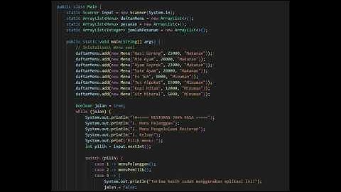 Tugas Praktik 2 Pemrograman Java – Aplikasi Pemesanan Restoran Sederhana 