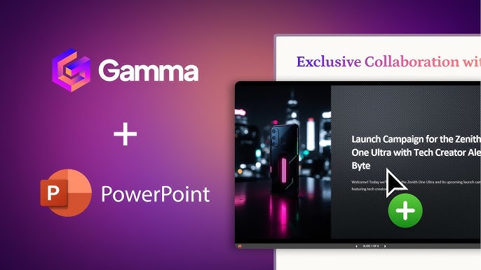 Gamma app export menu showing PowerPoint option selection