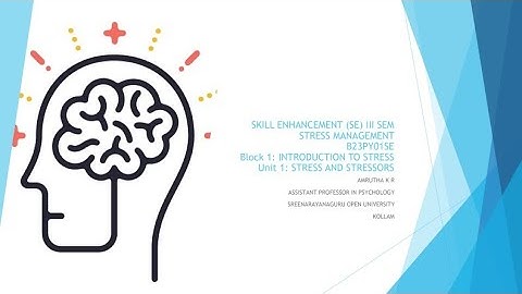 BA PSYCHOLOGY, B23PY01SEStress Management, Block 1: Introduction To Stress, Unit 1