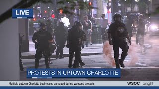Protesters, police clash in uptown during 4th night of protests in Charlotte