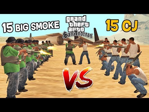 15 CJ VS 15 BIG SMOKE ! GTA SAN ANDREAS MOD