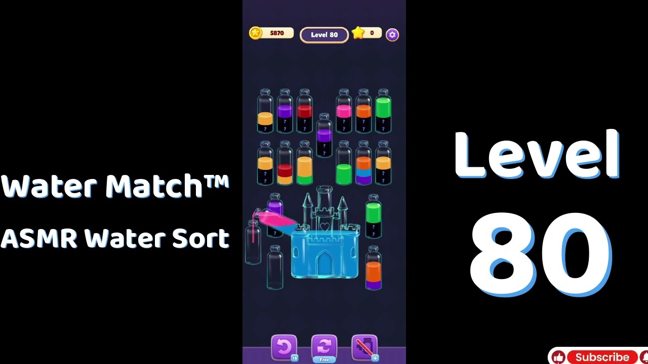 Water Match Level 80 | ASMR Water Sort Puzzle 🧠💧 Relaxing Brain Game | Mini Boss