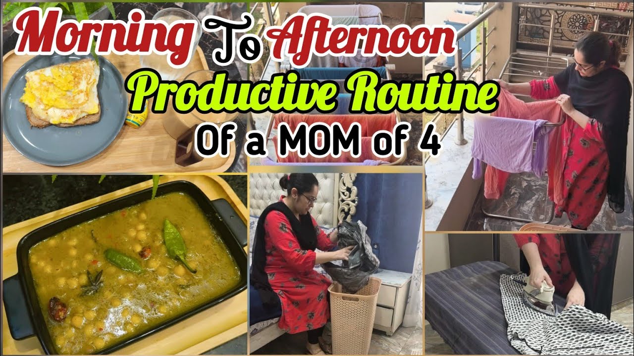 My morning to afternoon productive routine with 4 kids || How to keep yourself motivated