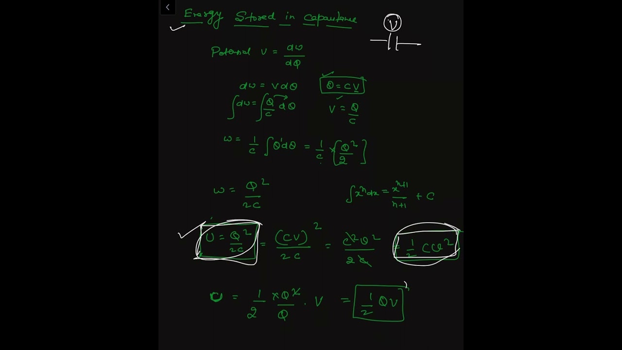 Energy stored in capacitors | CAPACITOR | ELECTOSTATICS #neetpreparation #jee #cbse  #shorts