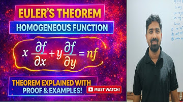 Euler Theorem with proof || Homogeneous function|| Details Explanation With 9 -Example In One Video 