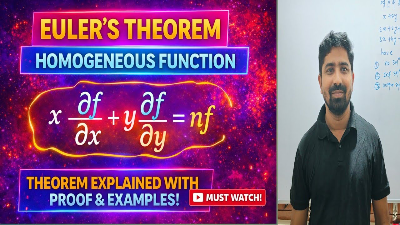 Euler Theorem with proof || Homogeneous function|| Details Explanation ...